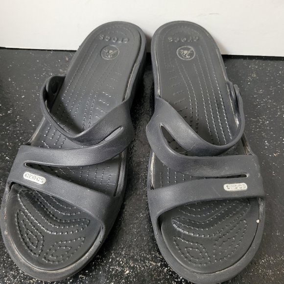 Crocs Black Patricia Wedges - Picture 1 of 5